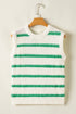 Sleeveless Ribbed Knit Crew Neck Patterned Sweater Vest