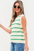 Sleeveless Ribbed Knit Crew Neck Patterned Sweater Vest