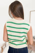 Sleeveless Ribbed Knit Crew Neck Patterned Sweater Vest