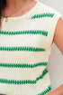 Sleeveless Ribbed Knit Crew Neck Patterned Sweater Vest