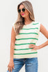 Sleeveless Ribbed Knit Crew Neck Patterned Sweater Vest