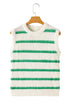 Sleeveless Ribbed Knit Crew Neck Patterned Sweater Vest