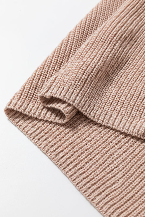 Sleeveless Ribbed Knit Fold Over Turtleneck Sweater