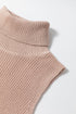 Sleeveless Ribbed Knit Fold Over Turtleneck Sweater