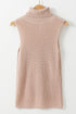 Sleeveless Ribbed Knit Fold Over Turtleneck Sweater