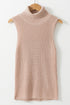 Sleeveless Ribbed Knit Fold Over Turtleneck Sweater