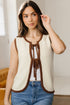 Sleeveless Ribbed Knit Tie Front Sweater Vest