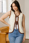Sleeveless Ribbed Knit Tie Front Sweater Vest