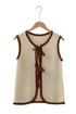 Sleeveless Ribbed Knit Tie Front Sweater Vest
