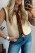 Sleeveless Ribbed Knit Tie Front Sweater Vest