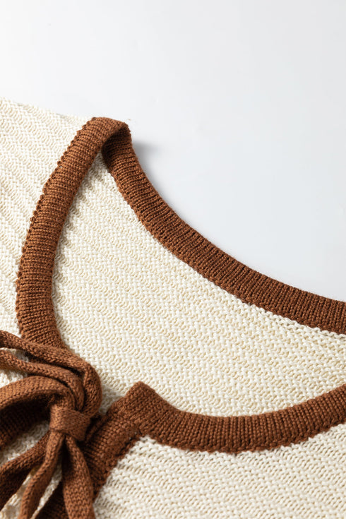 Sleeveless Ribbed Knit Tie Front Sweater Vest