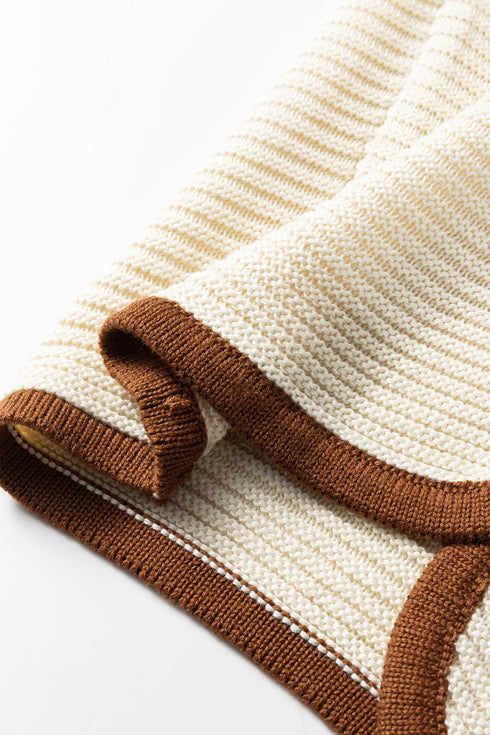 Sleeveless Ribbed Knit Tie Front Sweater Vest