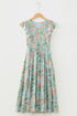 Sleeveless Ruffled Smocked Bodice Floral Print Tiered Maxi Dress
