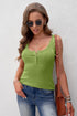 Sleeveless Scoop Neck Button Tank Top