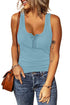 Sleeveless Scoop Neck Button Tank Top