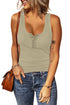 Sleeveless Scoop Neck Button Tank Top