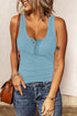 Sleeveless Scoop Neck Button Tank Top