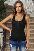 Sleeveless Scoop Neck Button Tank Top