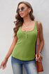 Sleeveless Scoop Neck Button Tank Top