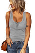 Sleeveless Scoop Neck Button Tank Top