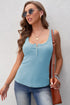 Sleeveless Scoop Neck Button Tank Top