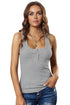 Sleeveless Scoop Neck Button Tank Top