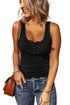 Sleeveless Scoop Neck Button Tank Top