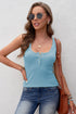 Sleeveless Scoop Neck Button Tank Top