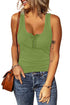 Sleeveless Scoop Neck Button Tank Top
