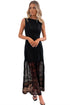 Sleeveless Sheer Floral Lace Patchwork Maxi Dress
