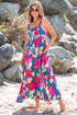 Sleeveless Square Neck Empire Waist Floral Maxi Dress