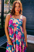Sleeveless Square Neck Empire Waist Floral Maxi Dress