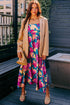 Sleeveless Square Neck Empire Waist Floral Maxi Dress