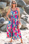 Sleeveless Square Neck Empire Waist Floral Maxi Dress