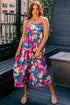Sleeveless Square Neck Empire Waist Floral Maxi Dress