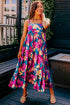 Sleeveless Square Neck Empire Waist Floral Maxi Dress