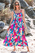 Sleeveless Square Neck Empire Waist Floral Maxi Dress
