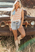 Sleeveless Star And Stripe Notched Neckline Knit Top