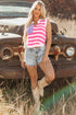 Sleeveless Star And Stripe Notched Neckline Knit Top