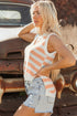 Sleeveless Star And Stripe Notched Neckline Knit Top