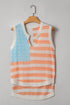 Sleeveless Star And Stripe Notched Neckline Knit Top