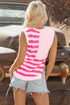 Sleeveless Star And Stripe Notched Neckline Knit Top