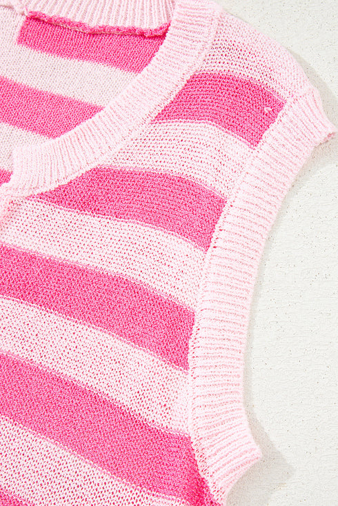 Sleeveless Star And Stripe Notched Neckline Knit Top