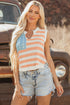 Sleeveless Star And Stripe Notched Neckline Knit Top