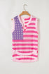 Sleeveless Star And Stripe Notched Neckline Knit Top