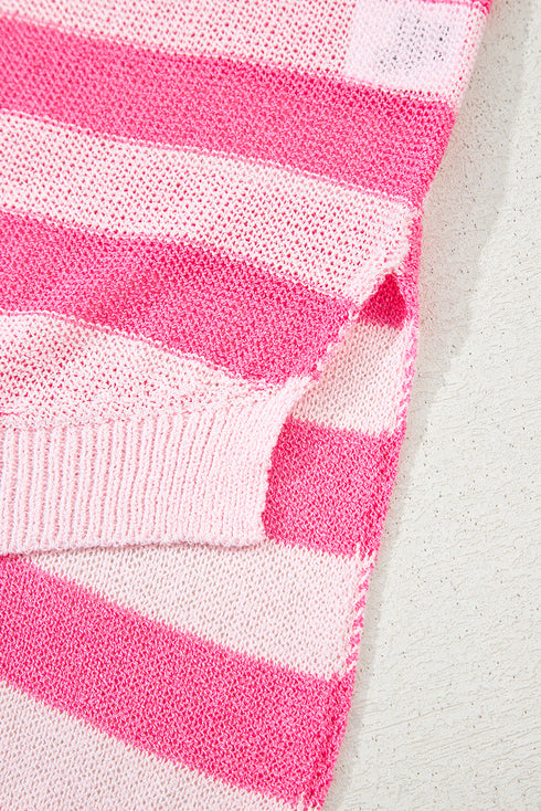 Sleeveless Star And Stripe Notched Neckline Knit Top