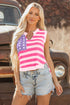 Sleeveless Star And Stripe Notched Neckline Knit Top