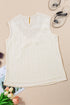 Sleeveless Textured Lace Yoke High Neck Blouse