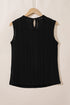 Sleeveless Textured Lace Yoke High Neck Blouse