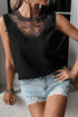 Sleeveless Textured Lace Yoke High Neck Blouse
